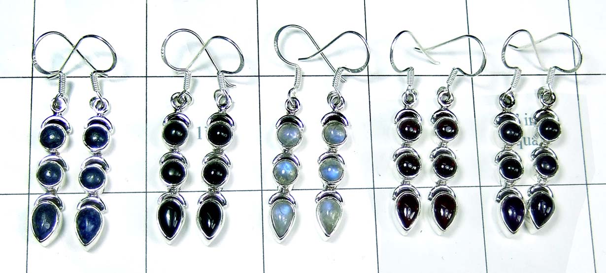 Semiprecious wholesale 5 Pair gems Earrings-jye052