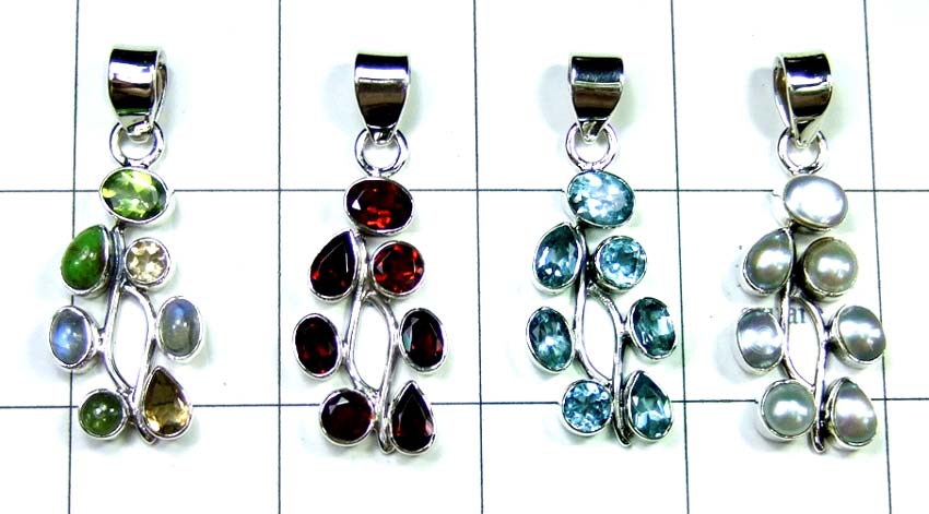 Sterling silver with gems Pendants-jyp199