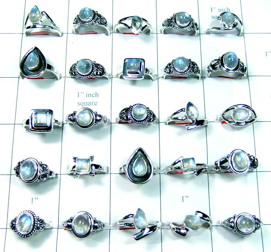 500 Gram Rainbow Moonstone Rings Wholesale -wljsr009