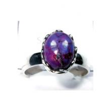 Faceted Purple copper Turquoise silver Ring-S12R038