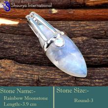 IPC984-Synonyms Blue Fire Rainbow Moonstone Cut Gemstone 925 Sterling Silver Designer Pendants