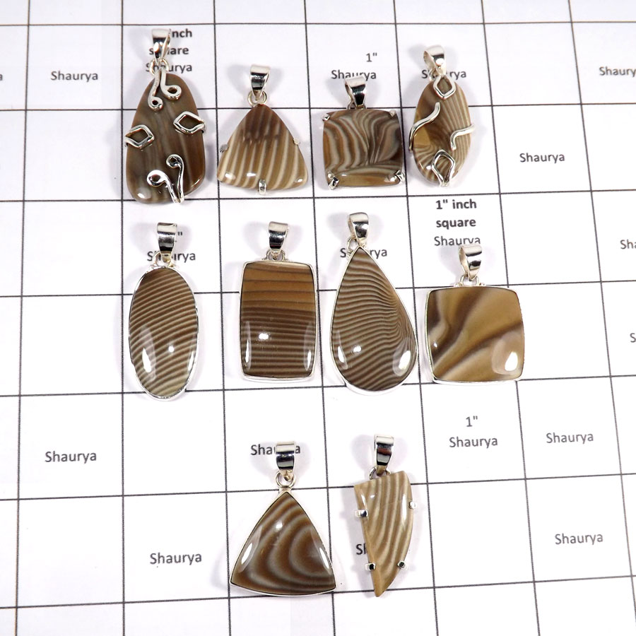 CBP941-10 Pcs. Natural Agate Dubby Gemstone 925 Sterling Silver Wholesale Pendants