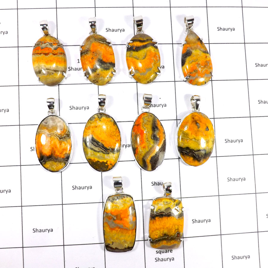 CBP947-10 Pcs. Bumble Bee Gemstone 925 Sterling Silver Wholesale Pendants