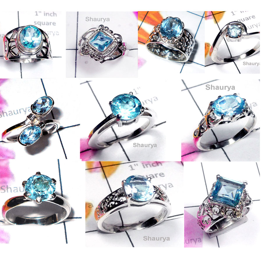 CBP967-10 Pcs. Gorgeous Gemstone Blue Topaz  925 Sterling Silver Designer Casting Rings