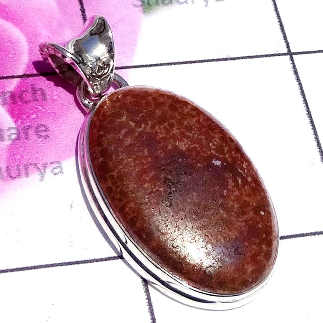 DDB995-Wholesale 925 Sterling Silver Dinosaur Bone Gemstone Plain Setting Pendant