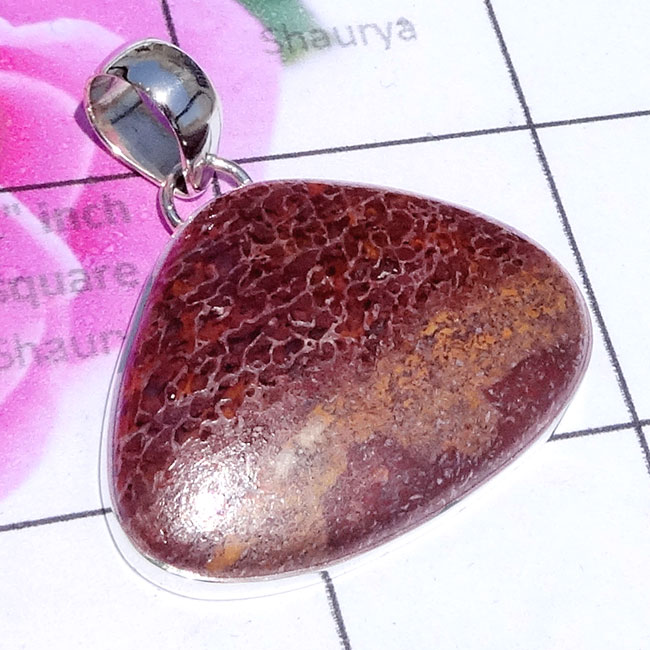 DDB993-Dinosaur Bone Gemstone Beautiful Plain Setting Pendant Wholesale Made In 925 Sterling Silver