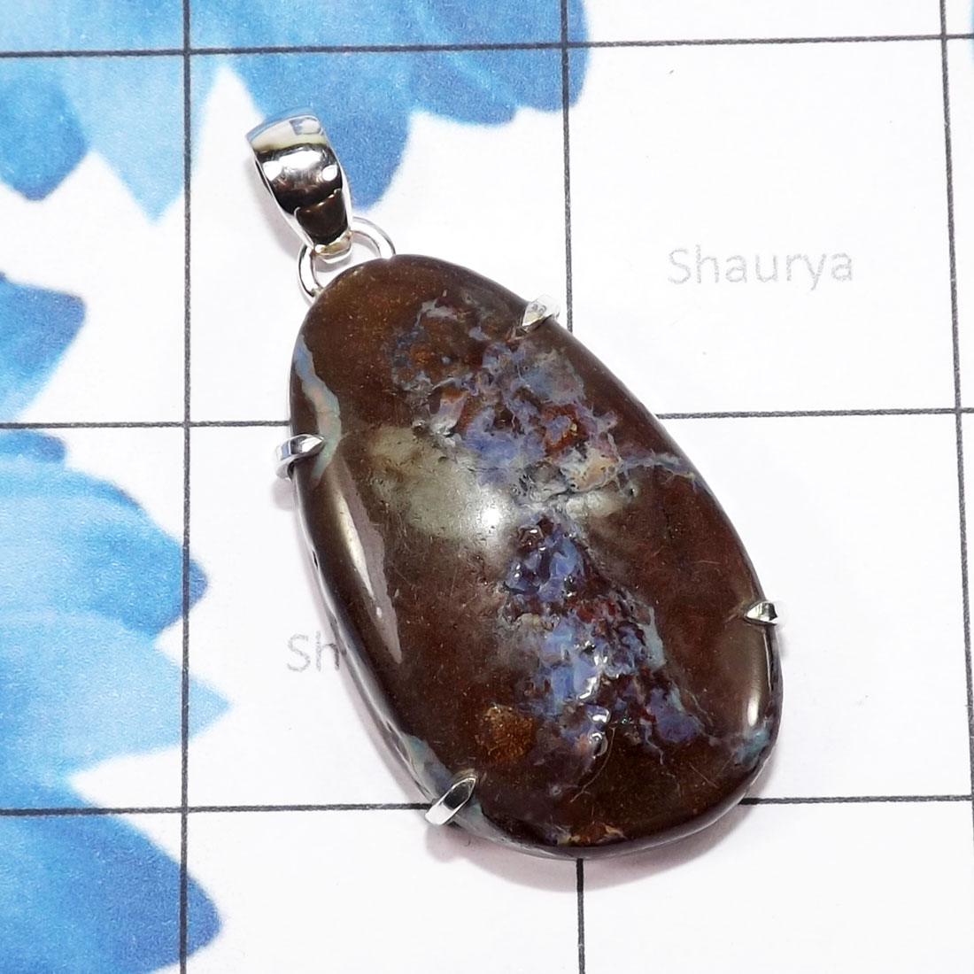 DLB997-Wholesale Boulder Opal Gemstone Prong Setting Pendant Made In 925 Sterling Silver