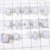 WSR999-925 Sterling Silver 100 gram Rainbow Moonstone Wholesale Lot 14 Pcs