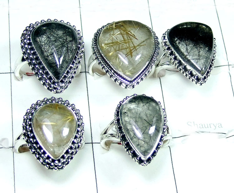 92.5 Sterling silver Routile Rings Value Pack-JVR019