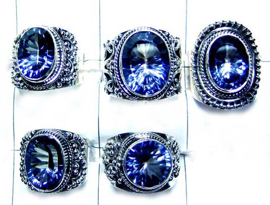 Sterling silver Blue Mystic Rings Value Pack-JVR024