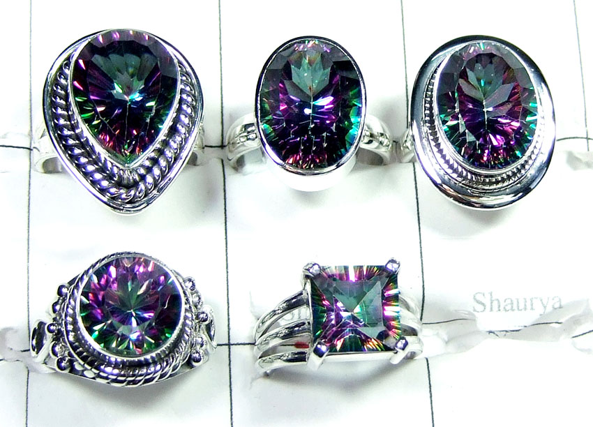 Mystic Quartz gemstone silver Ring Collection-JVR028