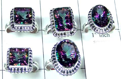 92.5 Sterling silver Mystic Quartz Rings Value Pack-JVR030