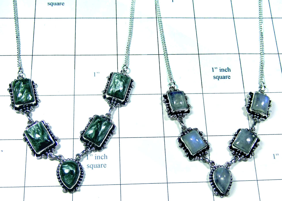 2 Pcs Beautiful silver gems Necklaces - Jyn029