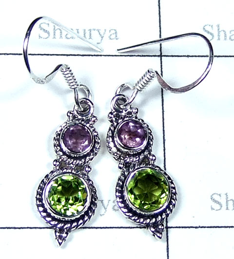 Silver cut stone Earring-QCE092