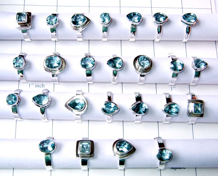 Wholesale lot of 50 Pcs Blue Topaz Rings-QWLBTR50