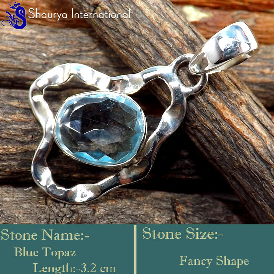 IPC995-Beautiful Blue Topaz Gemstone 925 Sterling Silver Wholesale Pendants