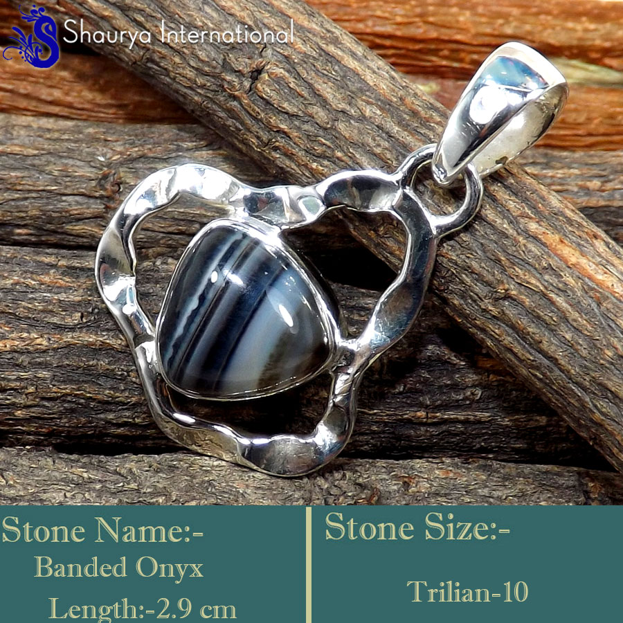 IPC978-Bended Onyx Gemstone 925 Sterling Silver Designer Handmade Pendants