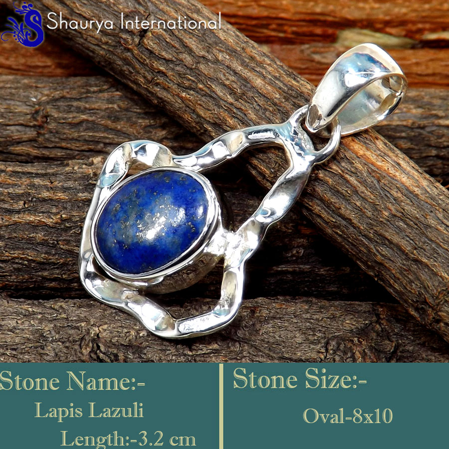 IPC980-Blue  Colour Gemstone Lapis Lazuli 925 Sterling Silver Designer Pendants