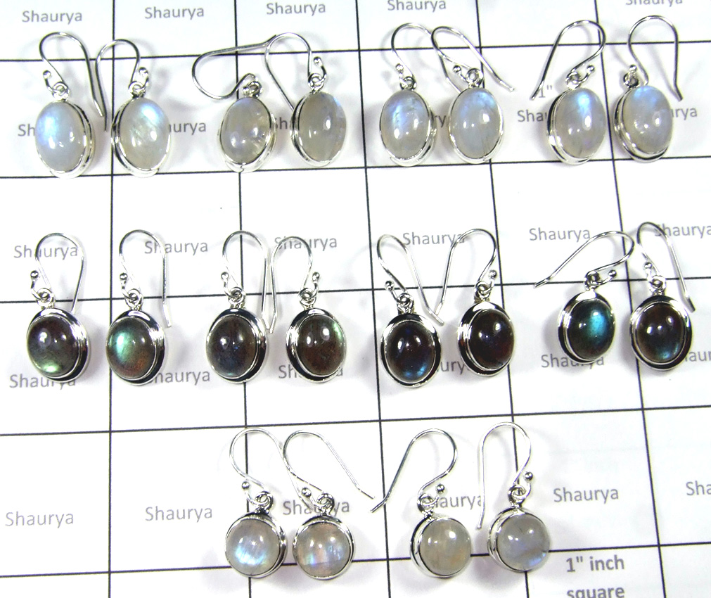 Cab Rainbow And Labradorite Earring-SS6CE007