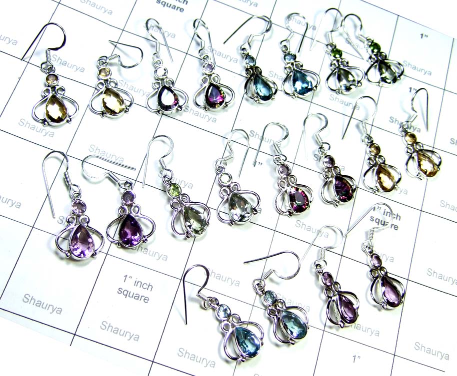 Faceted Two Gemstone Earrings-SS6CE010