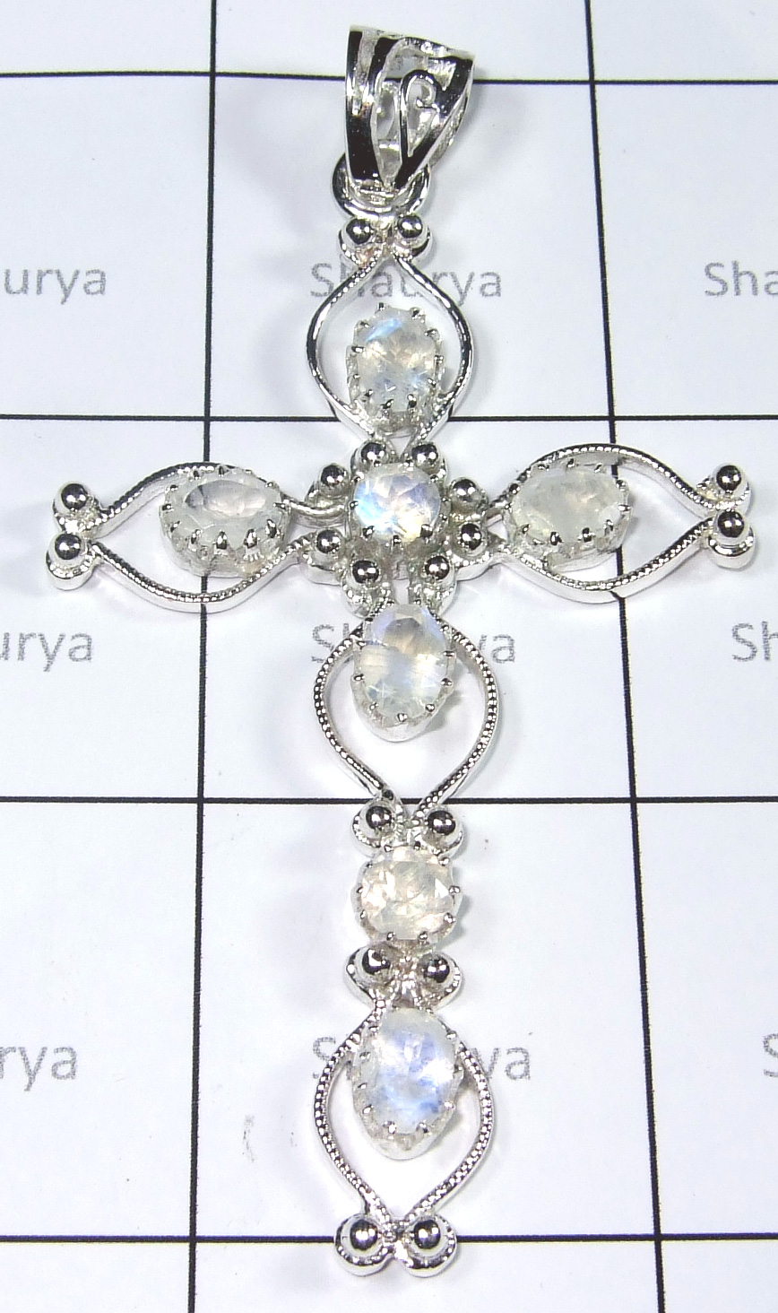 Cab Rainbow Stone Pendant-SS6P001