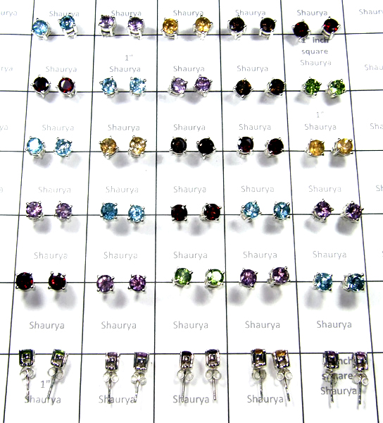 New Cut Multi stone 30 Pairs Studd Earrings lot-SS6YCE001