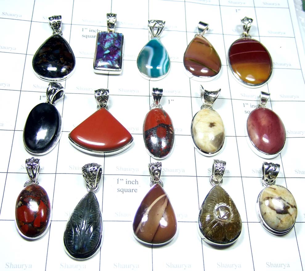 Wholesale Gemstone PendantsSS6YP002, Handcrafted Artisan Silver