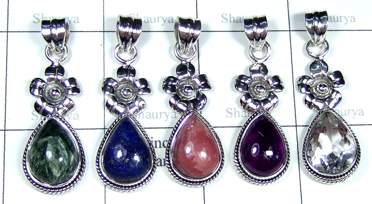 Sabochon silver gems Pendants-SYP160