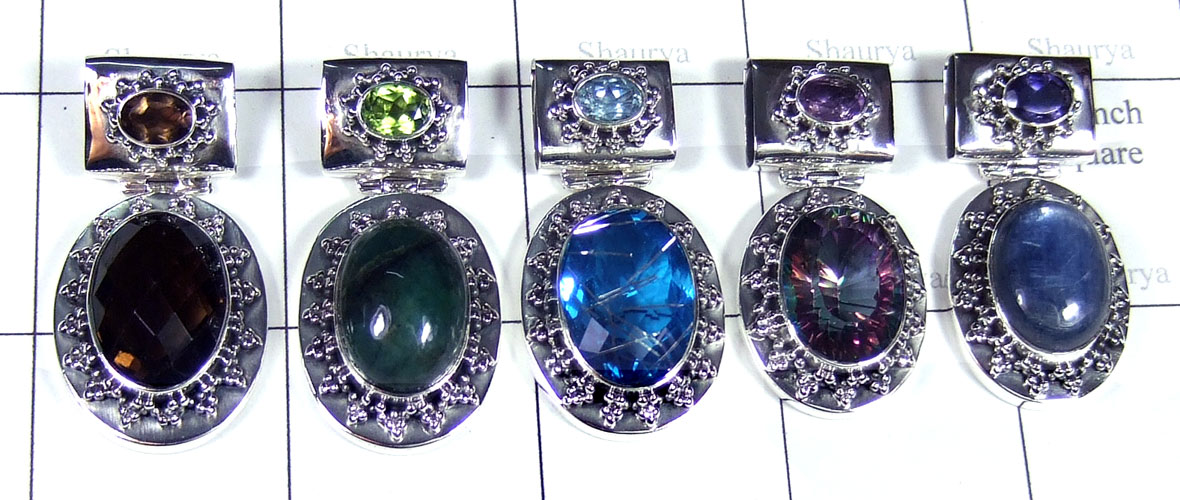 Wholesale silver Color gems Pendants-SYP165
