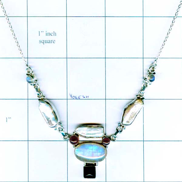 Silver cabochon necklace-jsk2n012