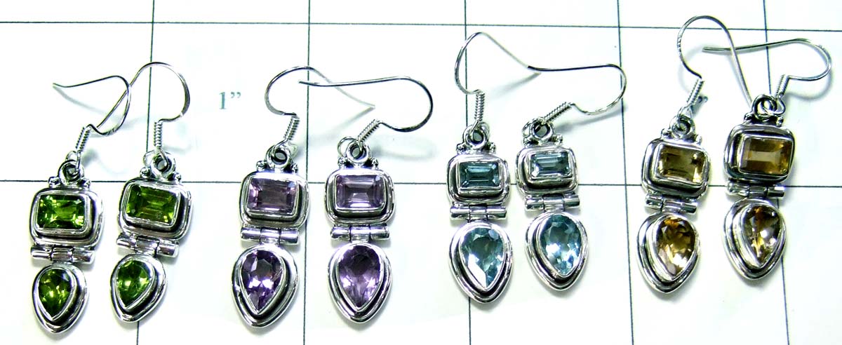 Wholesale silver gems earrings-jye016