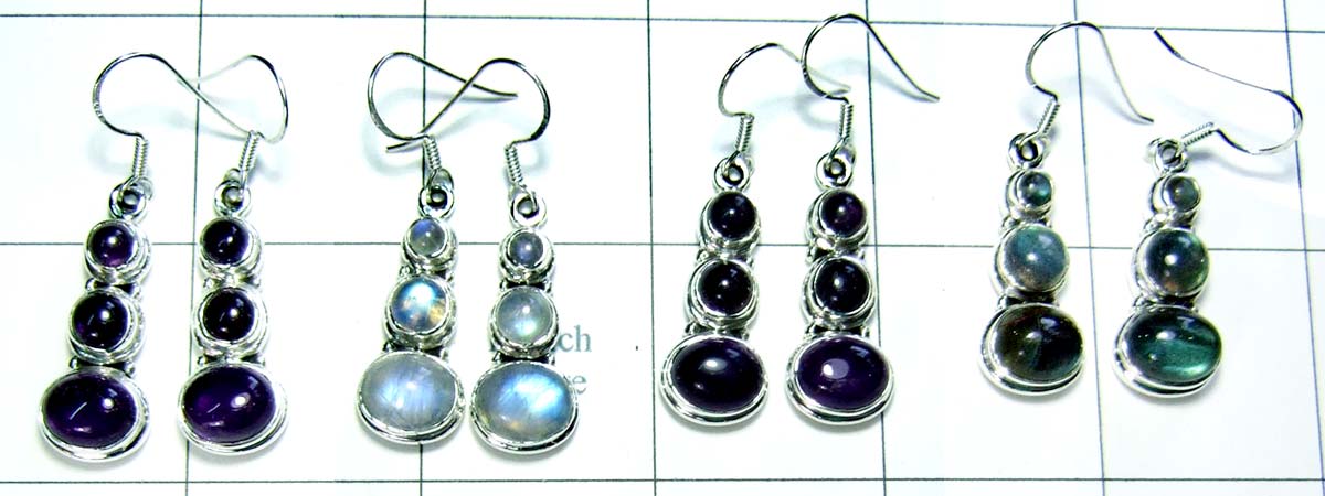 Wholesale silver gems earrings-jye017
