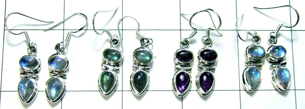 Wholesale silver gems earrings-jye018