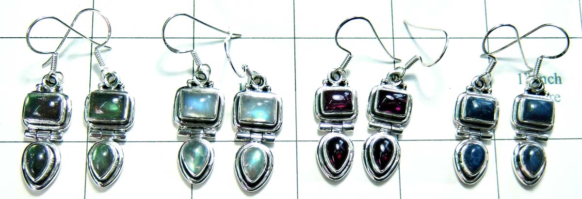 Wholesale silver gems earrings-jye019