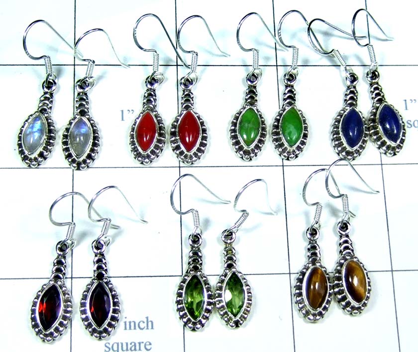 7 Pair Color gemstone Earrings-jye175