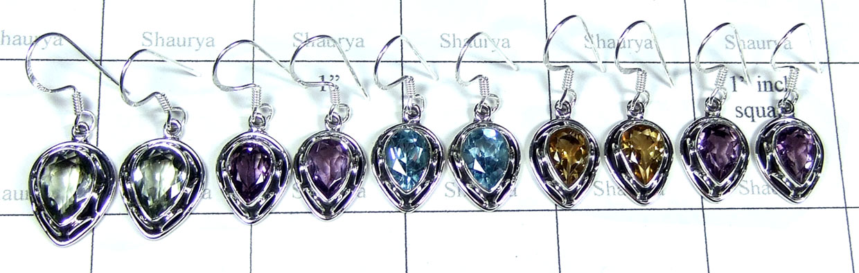 Sterling silver faceted 5 Earrings-jye177