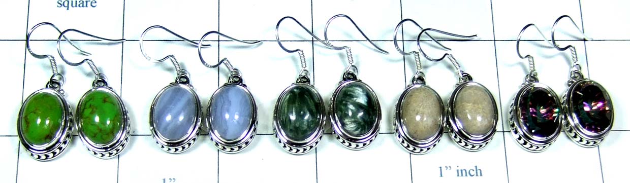 Silver color gem Earrings 5 pair-jye178