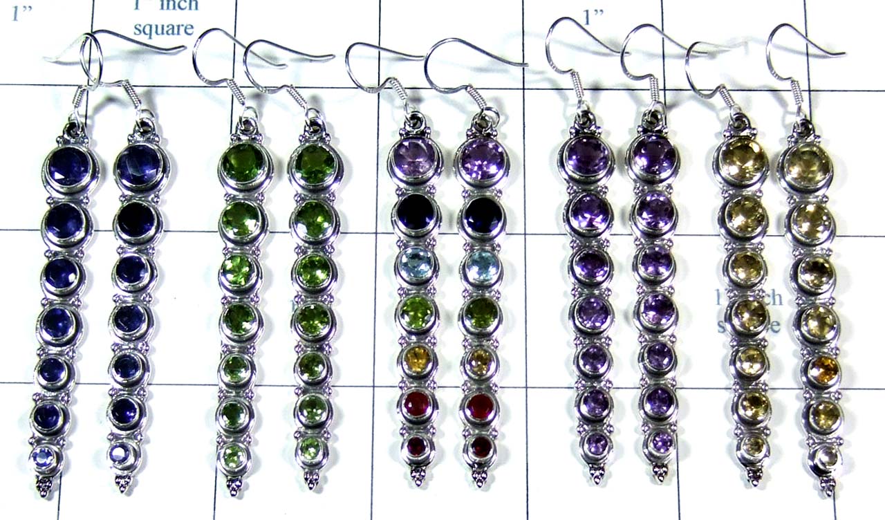 Silver gemstone 5 Pair Earrings-jye180