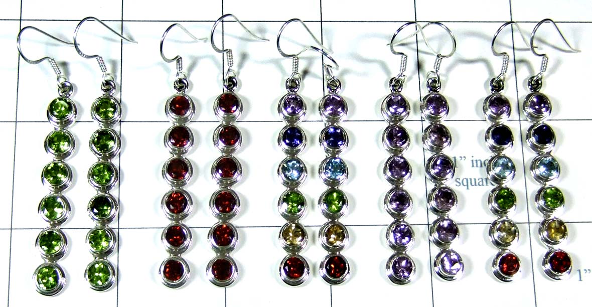 Silver gemstone 5 Pair Earrings-jye181