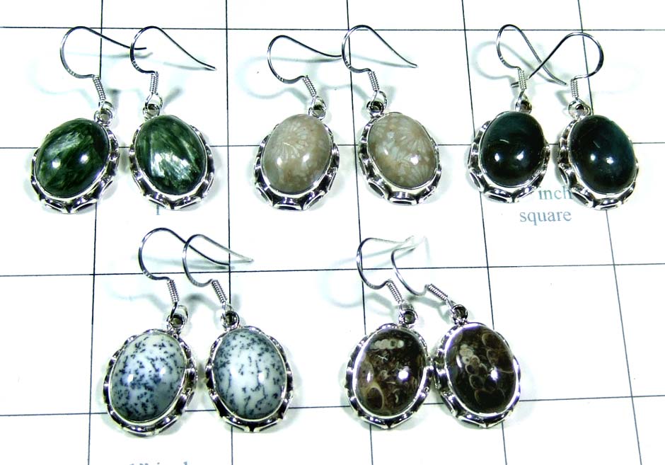 Silver gemstone 5 Pair Earrings-jye183