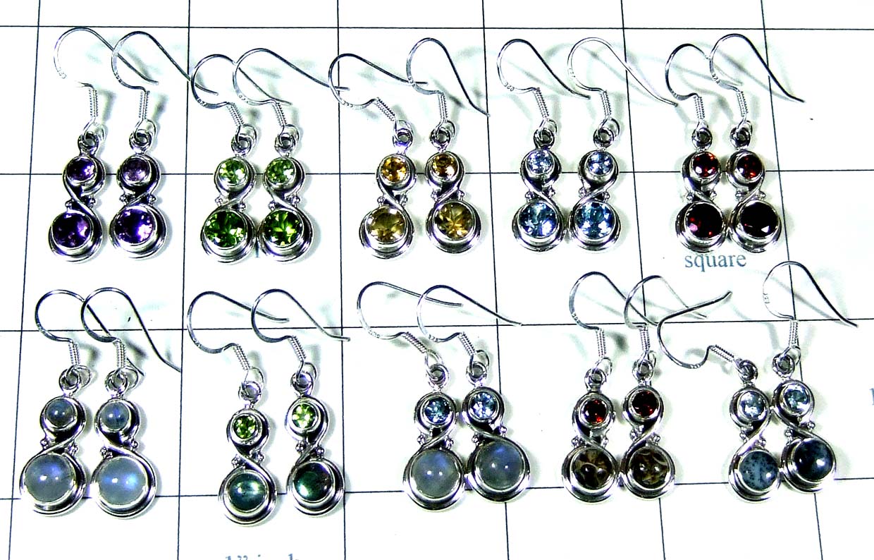 10 Pair cut & cab gems Earring-jye189