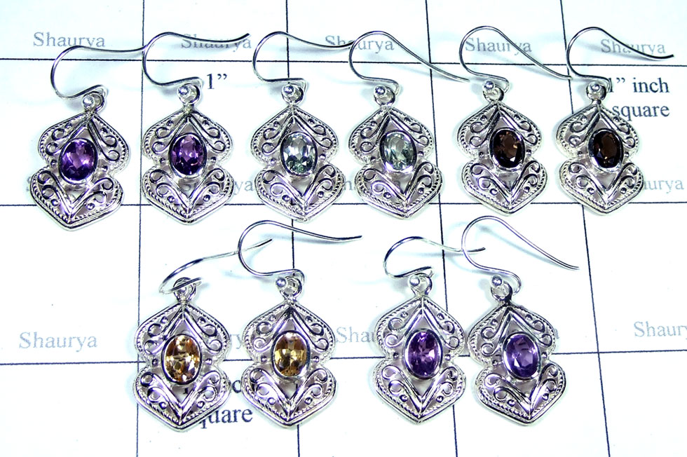 5 Prs Color gemstone Earrings - jye240