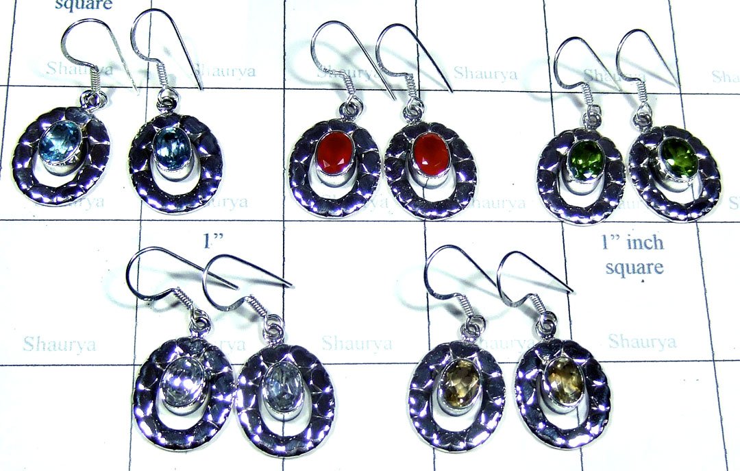 5 Prs Color gemstone Earrings - jye242
