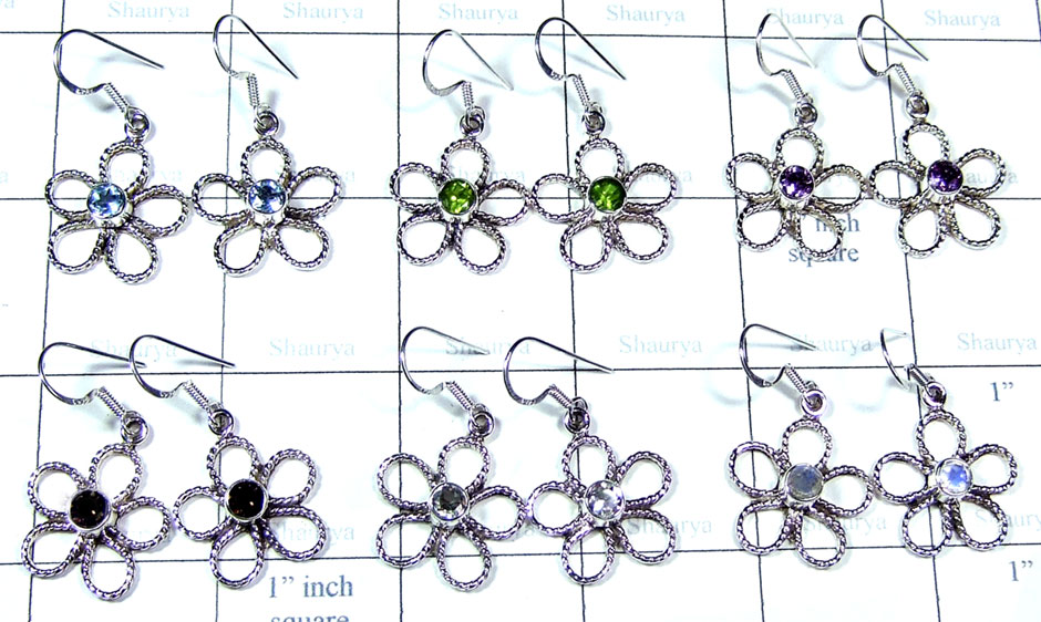 6 Prs Light weight silver Earrings - jye243
