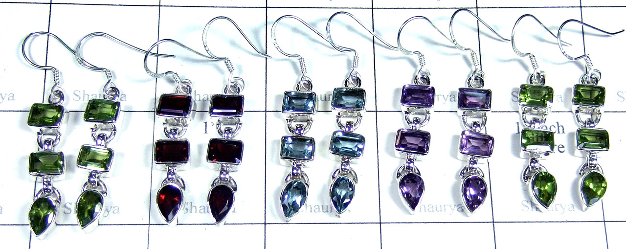 5 Prs Silver gems Earrings - jye250