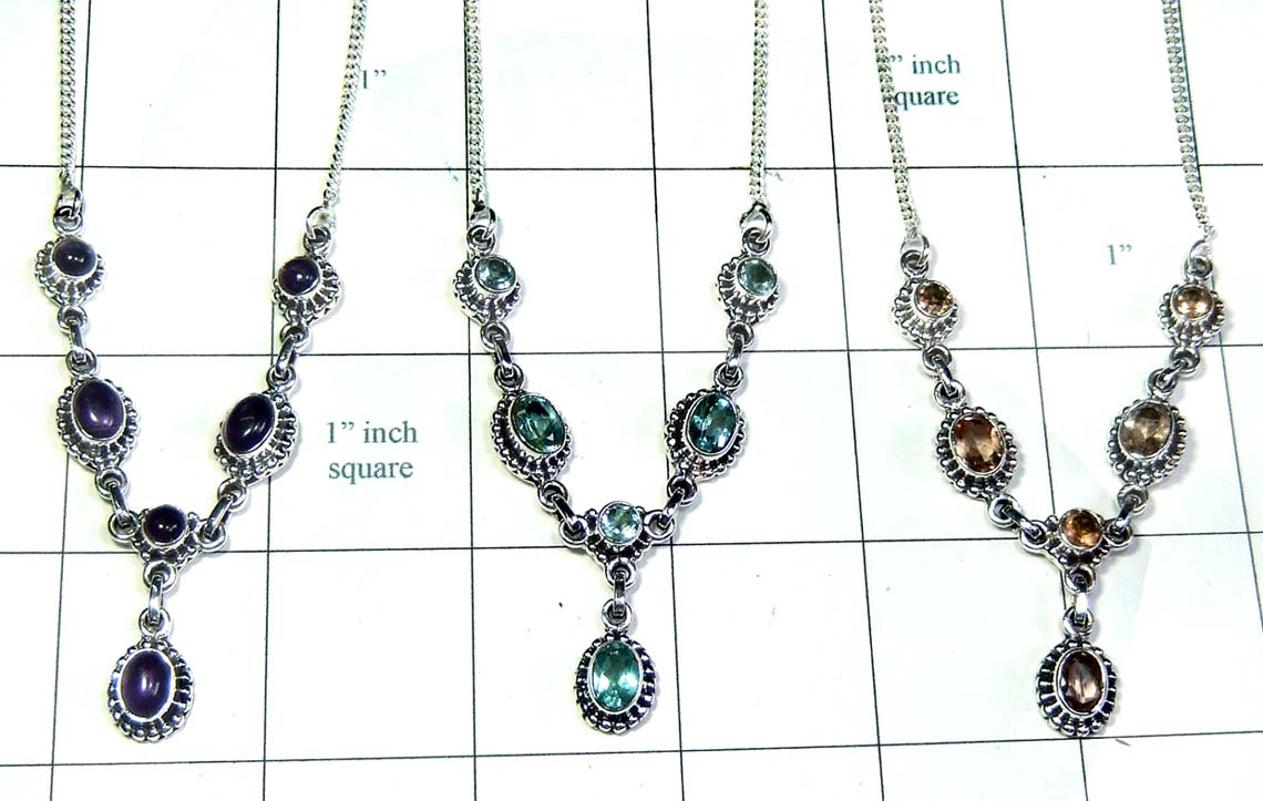 3 Pcs color gemstone Necklaces-jyn013