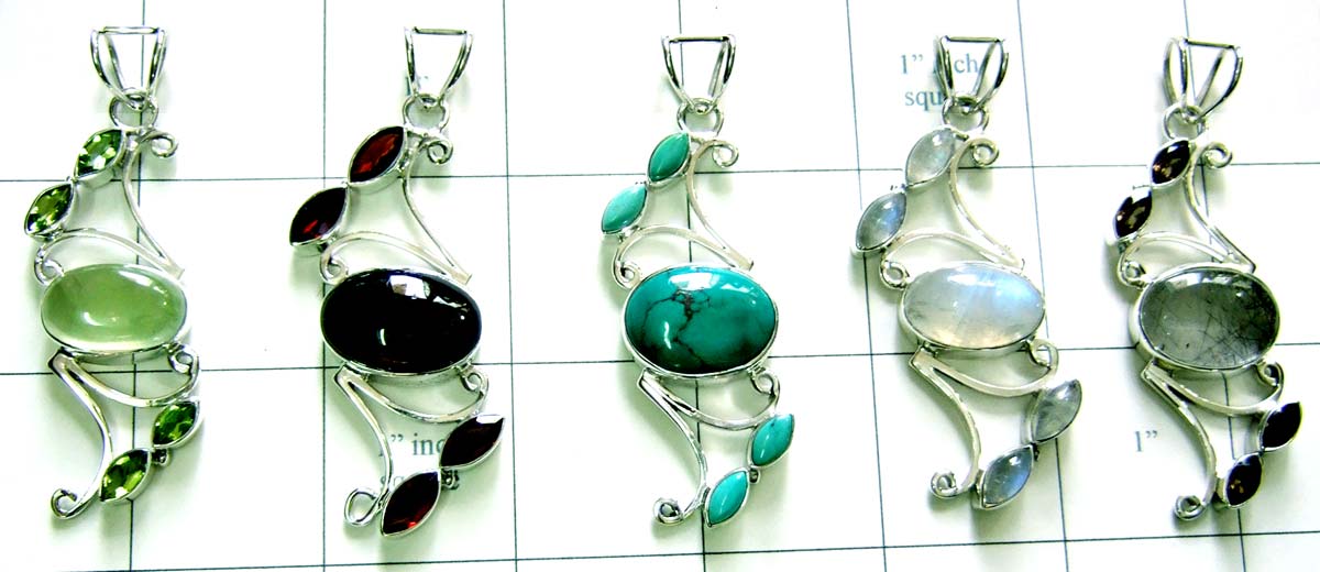 Wholesale silver gems Pendants-jyp070
