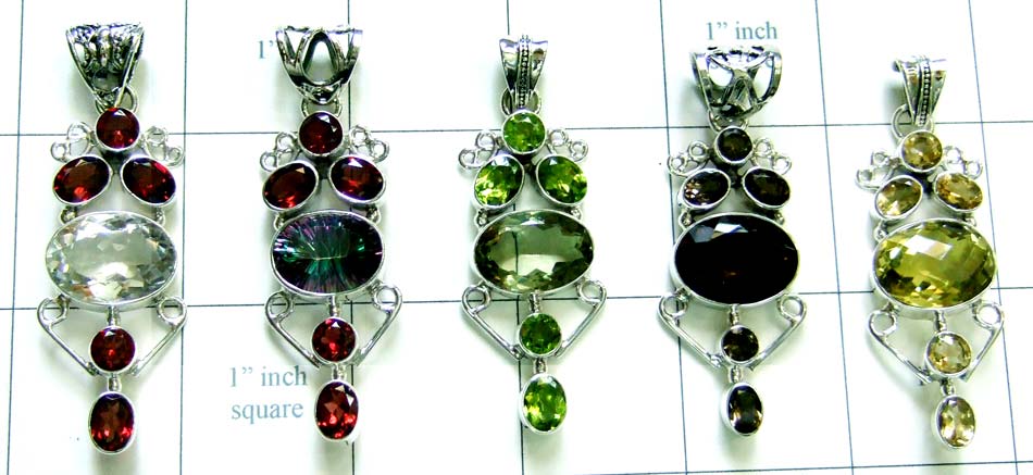 Wholesale silver gems Pendants-jyp073