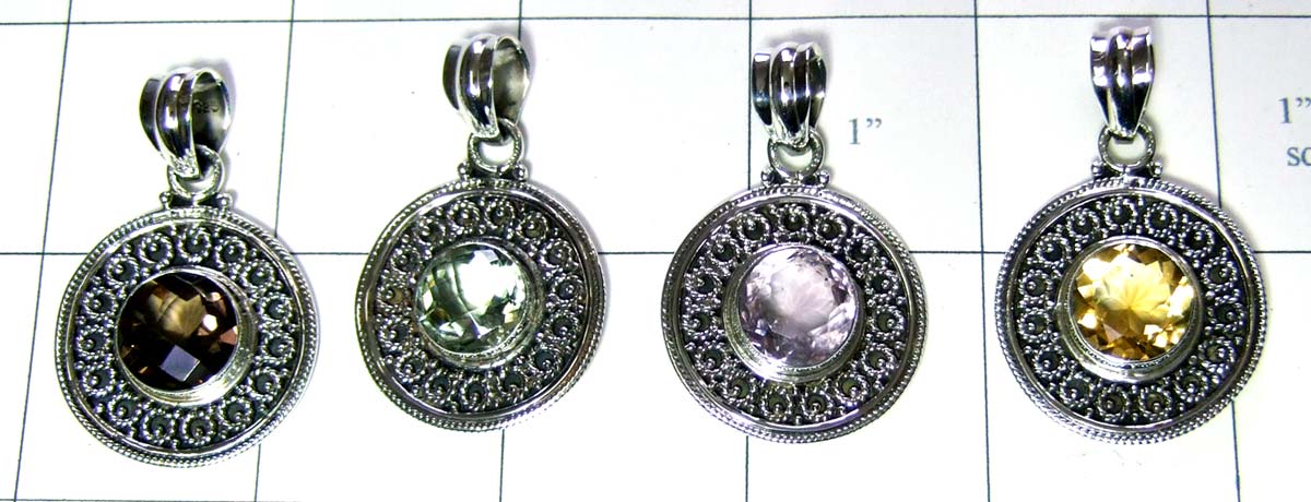 Wholesale silver gems Pendants-jyp075