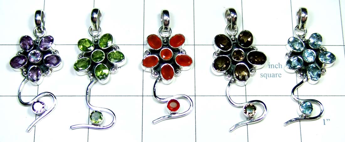 Semiprecious silvershop Pendants-5pcsjyp154